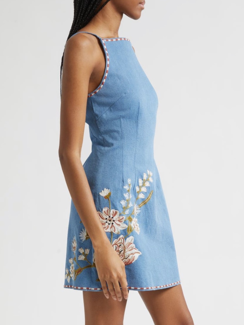 NEW Veronica Beard Chester Floral Embroidered Minidress in Sea Glare - Picture 4 of 13